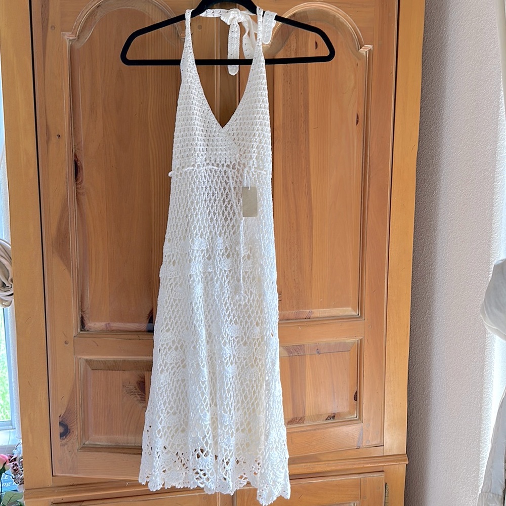 Sexy crocheted halter summer dress